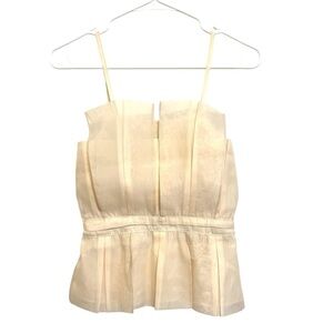 2/$30 Cloud Ten - Cream Spaghetti Strap Dressy Peplum Blouse Top Size Small